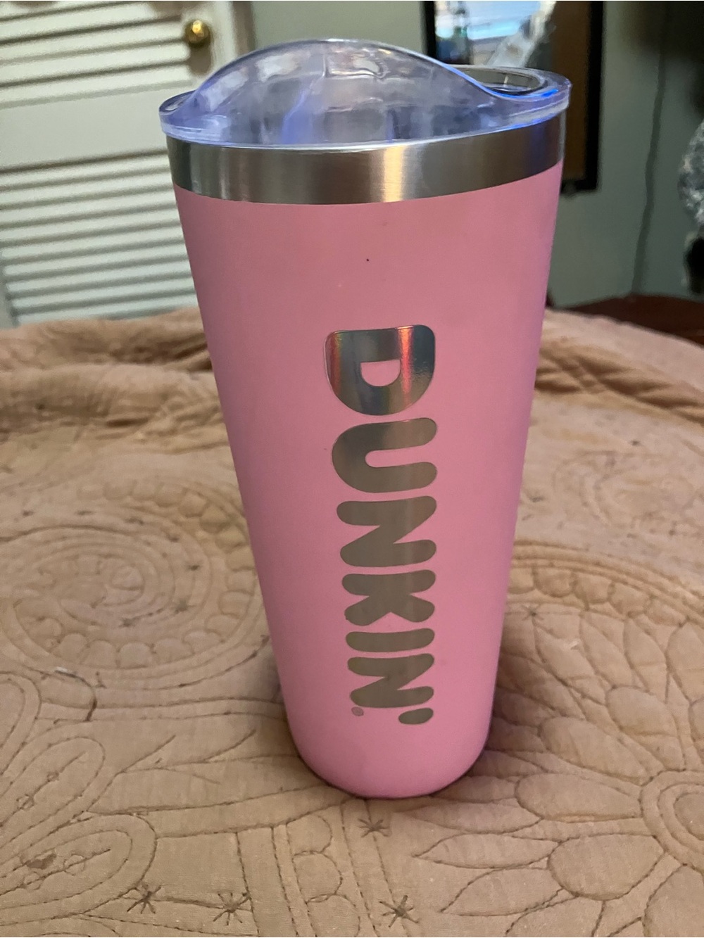 Dunkin Pink Stainless Travel Tumbler